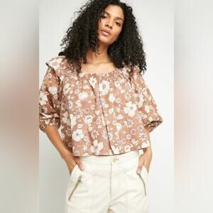 NWT Free People Miss Daisy Ruffle Print Top Size Small Boho flowy
